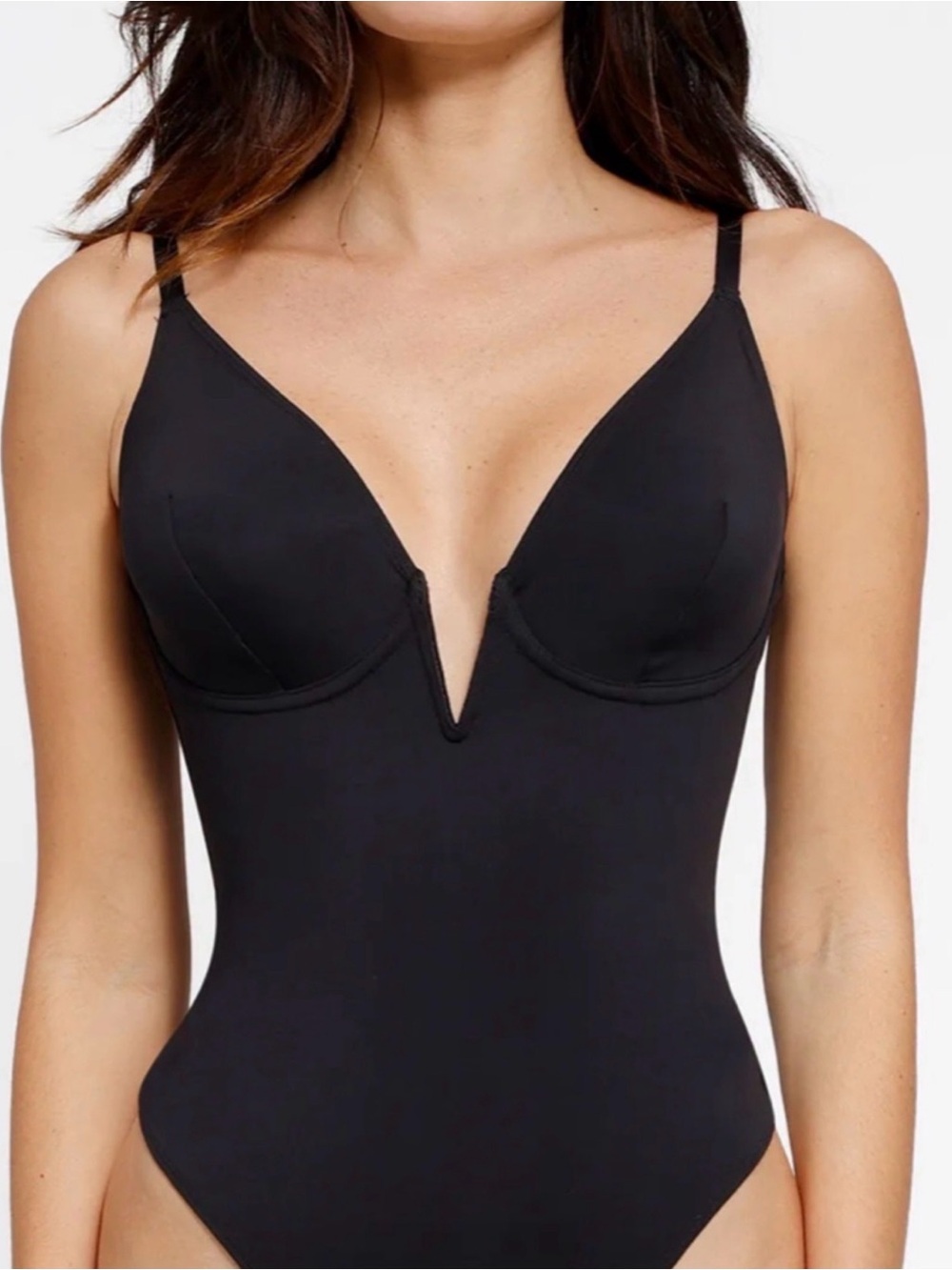 Popilush shape wear deep V neck low back sculpting thong bodysuit size L